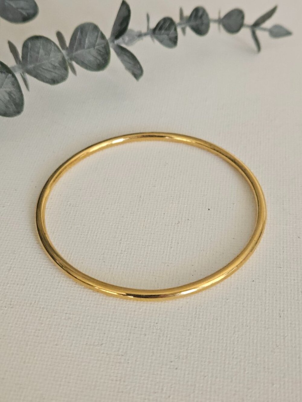 Vintage Monet Gold Tone Slim Bangle Bracelet Signed Minimalist Classic